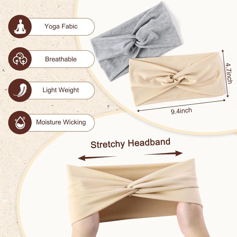 Luuao 12 Pcs Stretchy Sport Headbands for Women,Absorbed Sport Headband Soft Twist Knotted Headbands for Yoga, Workout Daily Life - Image 2
